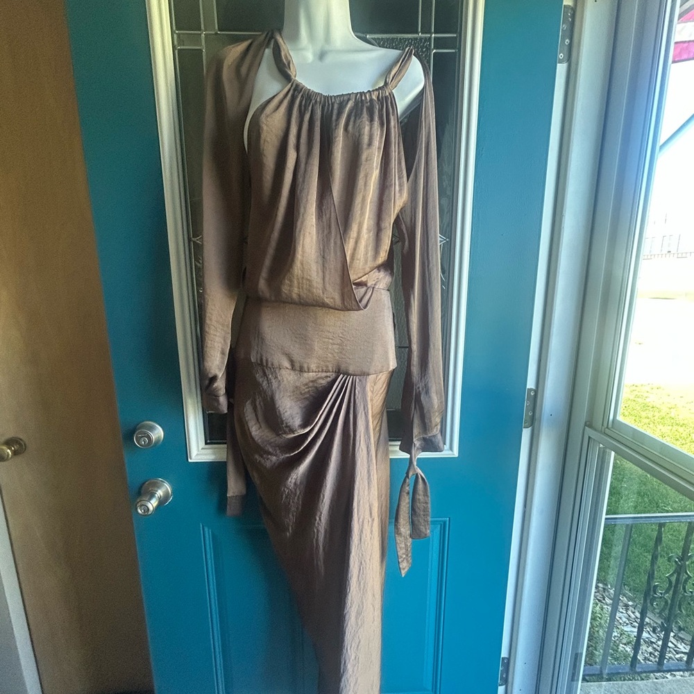 Chic Brown draped dress